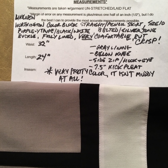 𝅺WORTHINGTON Color Block Straight/Pencil Skirt, BIack/“Greige”/White, Size 10 - Picture 8 of 8